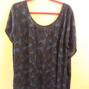Torrid Blue and Black Floral Top